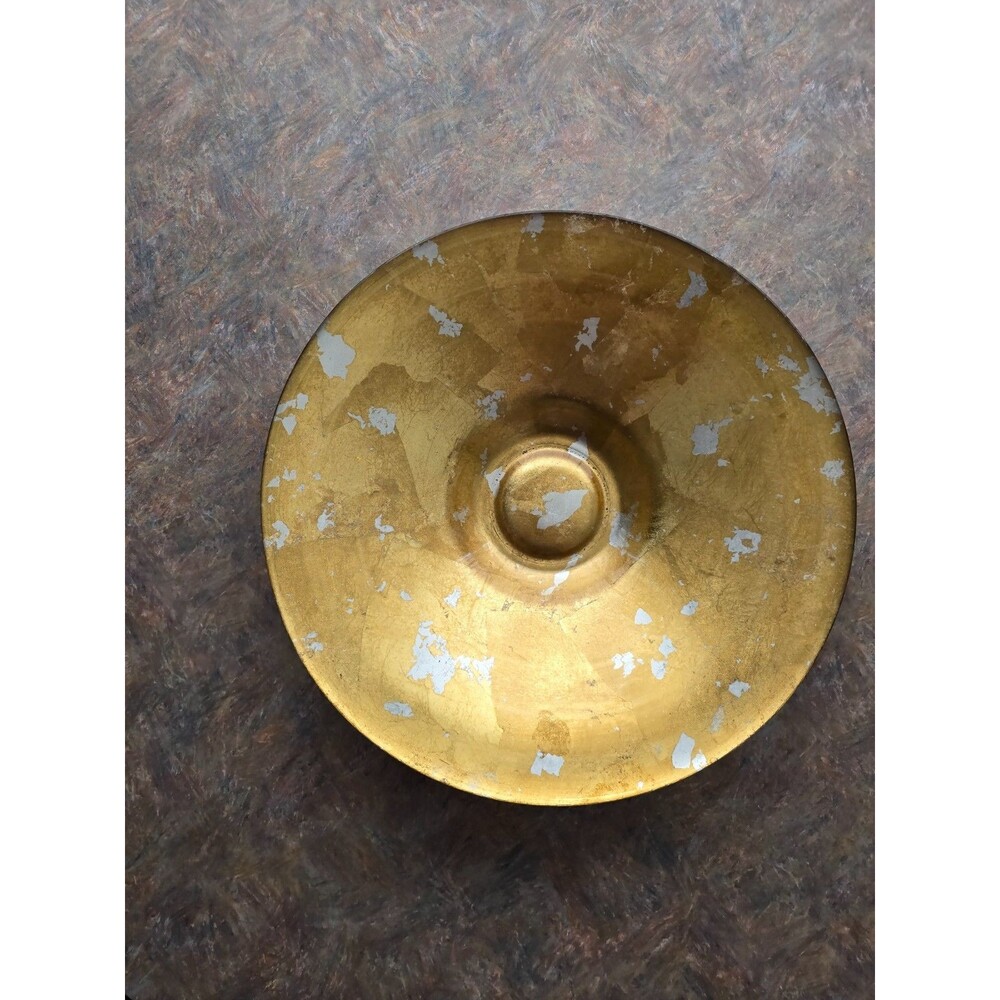 Italian Vintage Gold & Silver leaf Glass Shallow Bowl/Platter Large Centerpiece